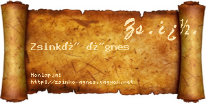 Zsinkó Ágnes névjegykártya